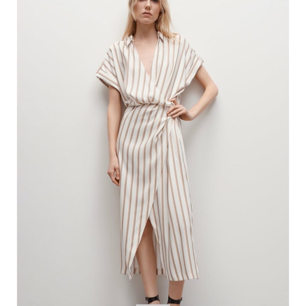 Zara Striped Draped Dress - Picture 4 of 5